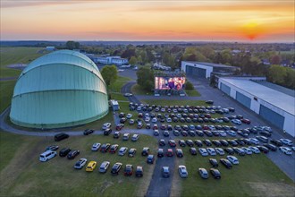 Drive-in cinema at Essen/Mülheim Airport Motor Movies, temporary film screening, at the WDL airship