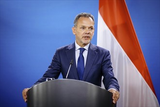 Caspar Veldkamp, Foreign Minister of the Netherlands, at a press conference at the Federal Foreign