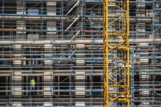 Construction site, at the Cologne Trade Fair Centre, new construction of a high-rise office