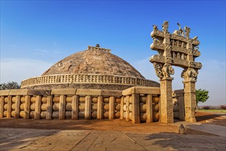 Great Stupa, ancient Buddhist monument. Sanchi, Madhya Pradesh, India, Asia