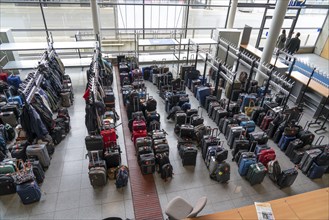 Luggage storage, cloakroom, in an exhibition hall, at the Hannover Messe, Lower Saxony, Germany,