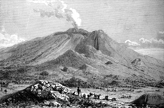 Mount Etna in Sicily, Italy, in 1881, Historical, digital reproduction of an original from the 19th