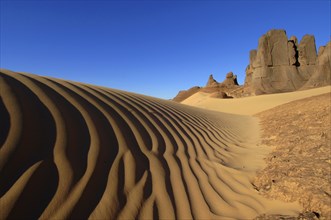 Desert landscape, Tin Akascheker, Algeria, rock formations, Algeria, Africa