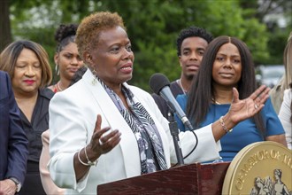 Detroit, Michigan, Detroit City Council member Mary Waters speaks at an event announcing the