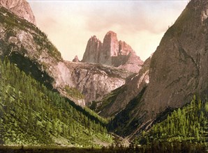 Landro, the three Spires, Tyrol, former Austro-Hungary, now South tyrol, Italy, c. 1890, Historic,