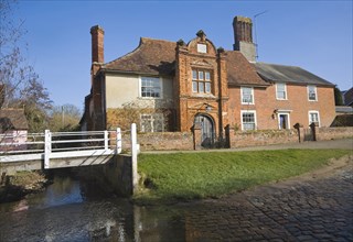 Fifteenth century Ye Olde River House from 1490 in the village of Kersey, Suffolk, England, United