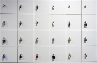 Lockers, in a training centre, lockable compartments with padlocks