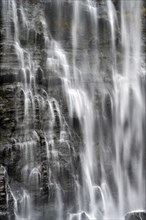 Water flowing down rocks, detail of a waterfall, Lisbon Falls, long exposure, near Graskop,