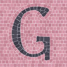 Mosaic tiles letter G. EPS 10 editable flat design vector seamless horizontal pattern