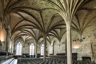 Interior view, summer refectory, Cistercian monastery Bebenhausen, Tübingen, Baden-Württemberg,