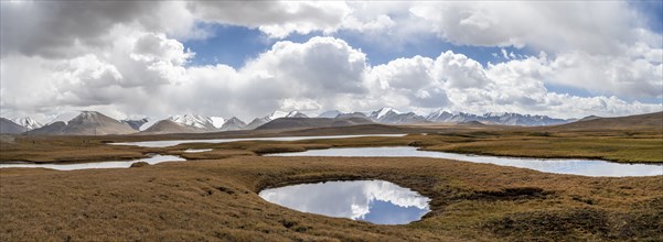 Mountain lakes, plateau, Ak Shyrak Mountains, near Kumtor, Kara-Say, Tian Shan, Kyrgyzstan, Asia