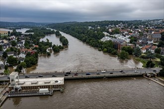 Ruhr floods near Essen-Kettwig, Ruhr reservoir, flooded Ruhr floodplains, floods on the Ruhr, after