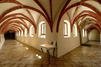 Ribbed vault in the cloister with leaning walls, Romanesque Benedictine abbey Kloster Seeon am