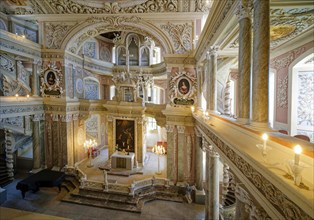 Chancel with the two-storey organ, baroque church, baroque castle church of St Trinitatis at