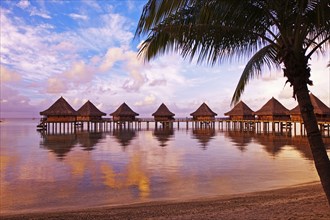 French Polynesia, Hua Hin, Rangiroa. Sunset, Kia Ora Resort, Rangiroa, Oceania