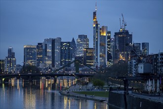 Skyline of Frankfurt am Main, skyscrapers, business and banking district in the city centre, bank