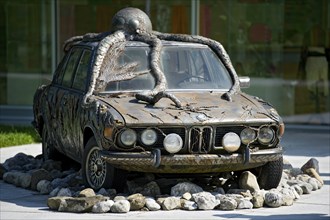 Former BMW 250cs by Lothar-Günther Buchheim, car under water with octopus, underwater, sculpture by