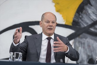 Olaf Scholz (Federal Chancellor of the Federal Republic of Germany, SPD) at a press conference