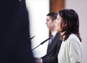 (R-L) Annalena BÃ¤rbock, Federal Minister for Foreign Affairs, meets Mihai Popsoi, Foreign Minister