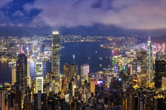 Hong Kong skyline with skyscrapers city centre downtown at night in Hong Kong, China, Asia