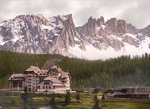 Hotel Karersee and Lattemar, today South Tyrol, Italy, Historical, digitally restored reproduction