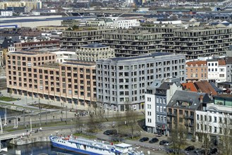 Modern residential buildings in the old harbour district, Het Eilandje of Antwerp, formerly