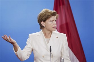 Baiba Braze, Foreign Minister of Latvia, recorded during a press conference at the Federal Foreign