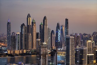 View of the skyline with Princess Tower, Elite Residence, luxury yacht OPERA owned by Sheikh