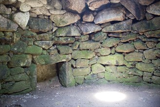 Inside underground fogue chamber, Carn Euny prehistoric village, Cornwall, England, UK