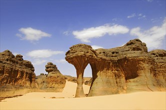 Desert landscape, Tin Akascheker, Algeria, rock formations, Algeria, Africa