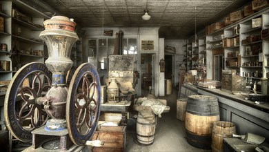 USA, California, Bodie, former gold mining town, old grocery shop, North America