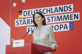 Katarina Barley, SPD lead candidate for the 2024 European elections, at a press conference