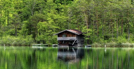 Landscape at Lake Thumsee, Bad Reichenhall, Bavaria, Germany, Europe