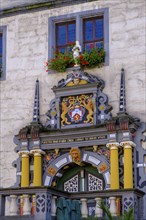 Detail of the portal at Münden Town Hall, Weser Renaissance, Hannoversch Münden, Hann. Münden,