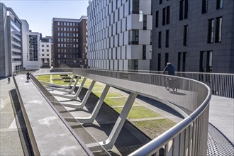 The Parkbruk, cycle and pedestrian bridge in the city centre of Antwerp, crosses a multi-lane city