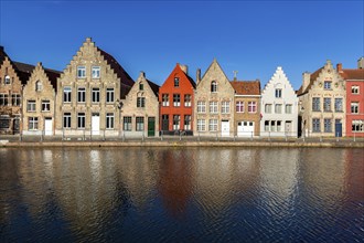 Typical European Europe cityscape view, canal and medieval houses. Bruges (Brugge), Belgium, Europe