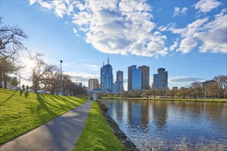 Landscape of Melbourne City Centre skyline at the yarra river at spring, Australia, Oceania