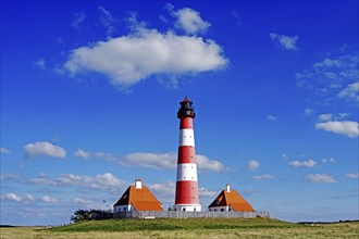 The lighthouse of Westerhever near St. Peter Ording, Westerheversand, Schleswig-Holstein, Federal