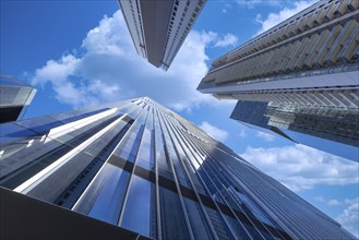 Israel, Tel Aviv financial business district skyline with shopping malls and high tech offices,