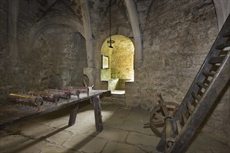 Torture chamber in the medieval Beaufort Castle, Grand Duchy of Luxembourg