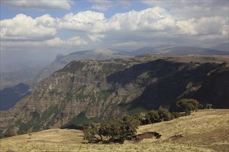 In the highlands of Abyssinia, in the Semien Mountains, landscape in Semien Mountains National