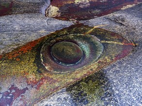 Close-up, rock formation Eye of Utakleiv, or Dragon's Eye, Vestvagoya, Lofoten, Norway, Europe