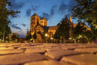 Historic old town, St Paul's Cathedral on the market square, medieval Romanesque cathedral, in