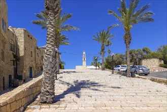 Israel, Tel Aviv Namal Yafo historic Old Jaffa port with art galleries, boutiques and old houses,