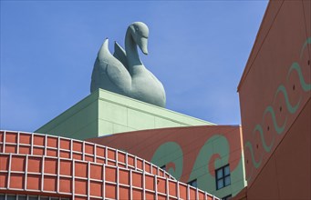 Close up of the swan on the top of the Swan Resort Hotel in Walt Disney World, Orlando, Florida,