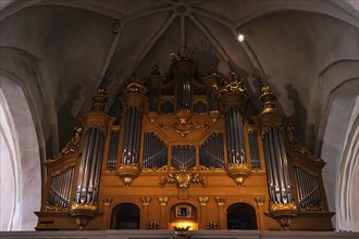 Gallery and organ, VÃ¤xjö Cathedral, Smaland, Kronobergs lÃ¤n, Sweden, Europe