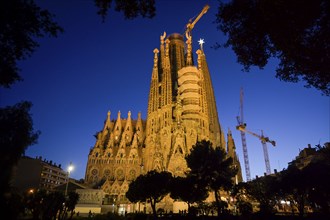 Facade of the Nativity, Sagrada Familia, Basilica by Antoni Gaudi, Barcelona, Catalonia, Spain,