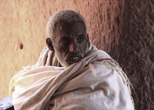 Lalibela, at the eastern group of rock-hewn churches, pilgrims in the double church of