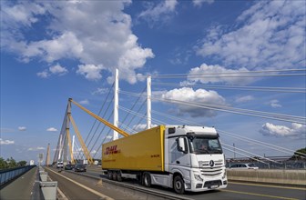 Bridge piers of the old and the first part of the two new bridges of the A40 motorway over the