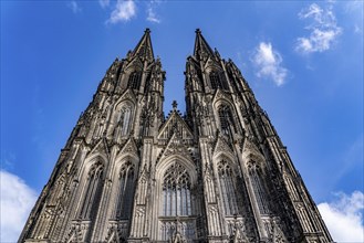 Cologne Cathedral, view of the west façade, on the north tower one of the rare occasions without